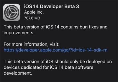 苹果iOS14开发者预览版Beta3描述文件下载