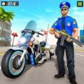 警察摩托自行车追逐犯罪